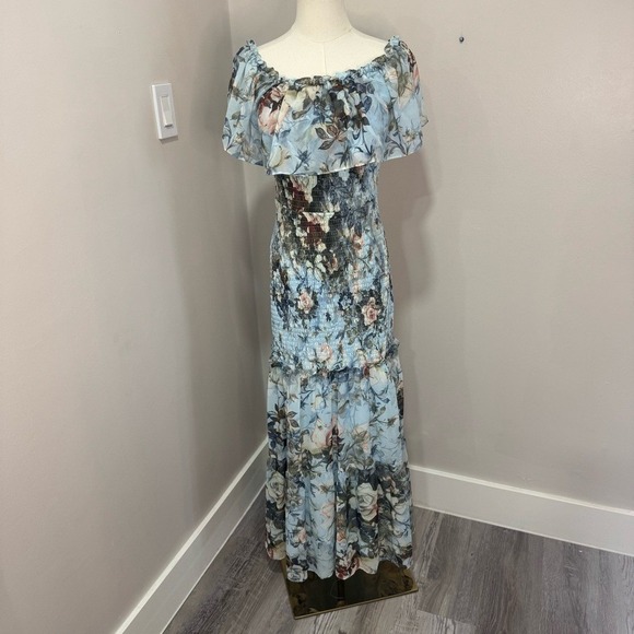 Baltic Born Amalfi Smocked Maxi Dress - Blue Floral Medium - Picture 4 of 7